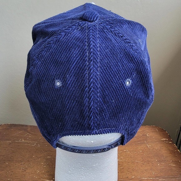 Vintage 1980s TOP GUN Blue & Yellow Corduroy Snapback Cap Hat Yupoong - Picture 4 of 9